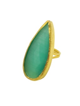 HARMONIE D'OR Bague dorée RS01 Oeil du chat Vert