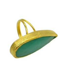 HARMONIE D'OR Bague dorée RS01 Oeil du chat Vert