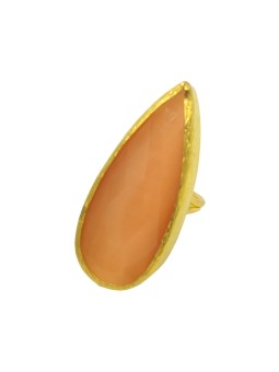 HARMONIE D'OR Bague dorée RS01 Oeil du chat Orange