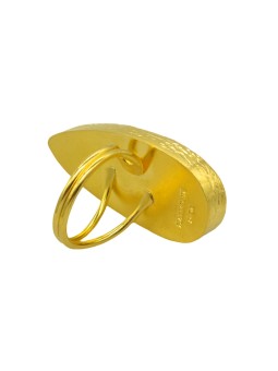 HARMONIE D'OR Bague dorée RS01 Oeil du chat Bleu foncé