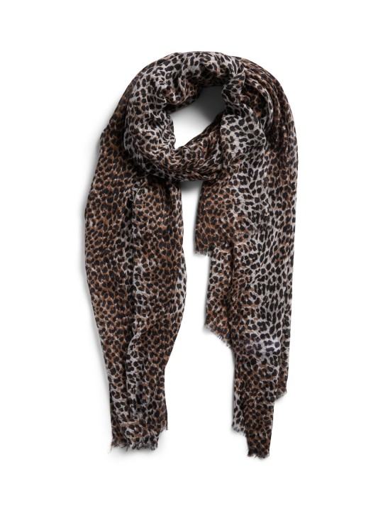 PIECES PCELFRIDA LONG SCARF Foulard 17050032 Black_BROWN LEO