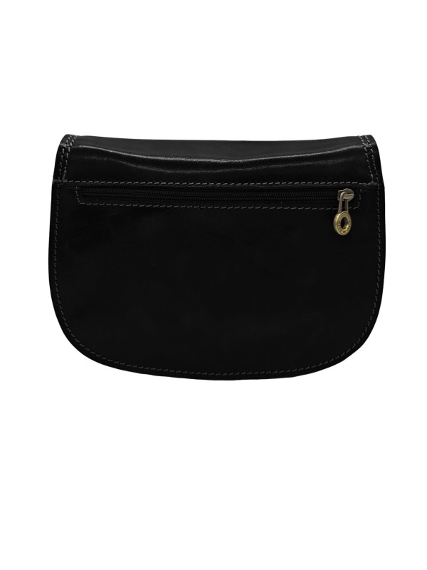 Soleil Chic  Sac besace avec rabat en cuir vintage Noir