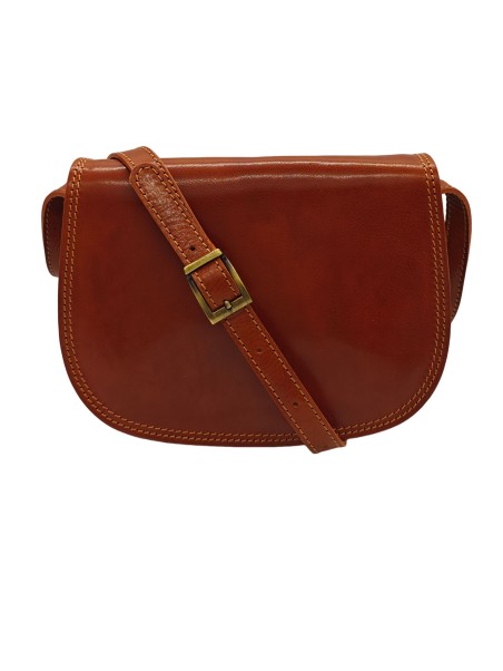 Soleil Chic  Sac besace avec rabat en cuir vintage Camel
