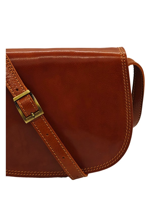 Soleil Chic  Sac besace avec rabat en cuir vintage Camel