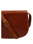 Soleil Chic  Sac besace avec rabat en cuir vintage Camel