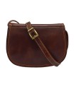 Soleil Chic  Sac besace avec rabat en cuir vintage Marron
