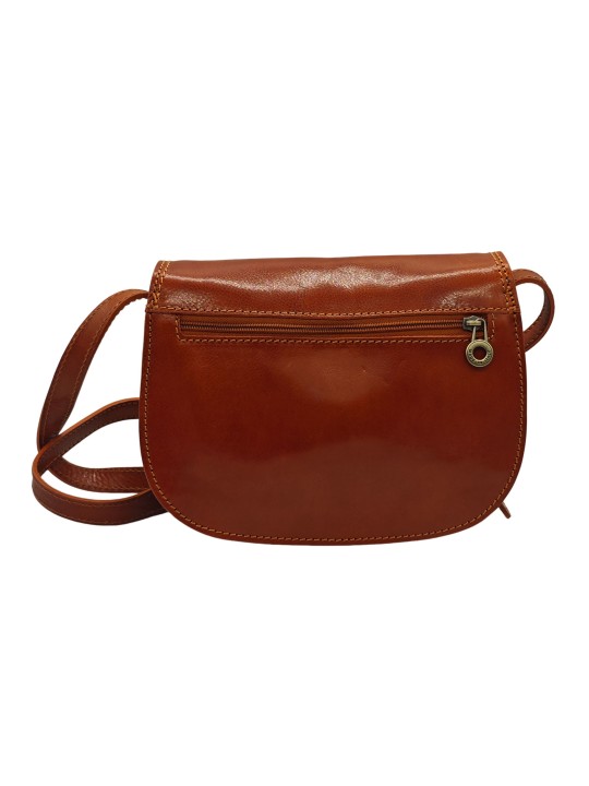 Soleil Chic  Sac besace avec rabat en cuir vintage Camel