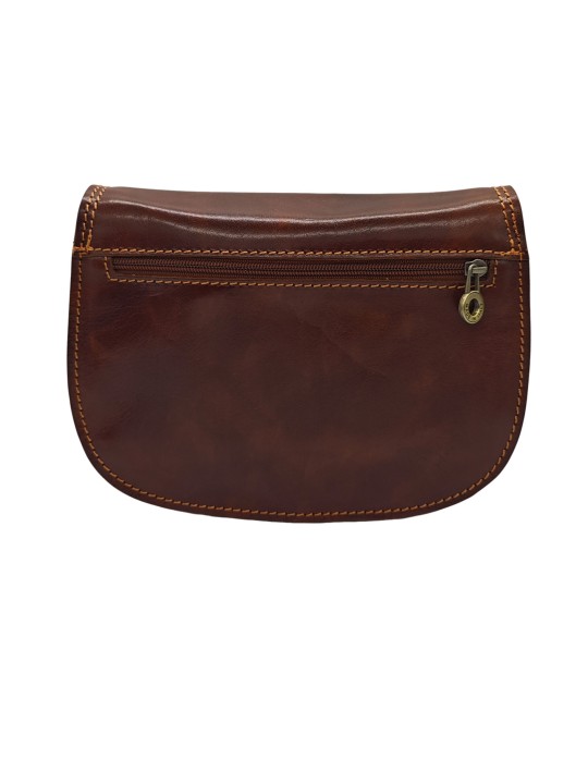 Soleil Chic  Sac besace avec rabat en cuir vintage Marron