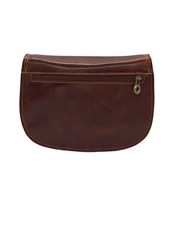 Soleil Chic  Sac besace avec rabat en cuir vintage Marron