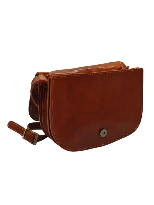 Soleil Chic  Sac besace avec rabat en cuir vintage Camel