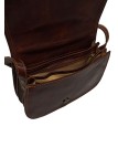 Soleil Chic  Sac besace avec rabat en cuir vintage Marron