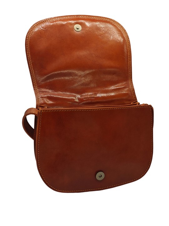 Soleil Chic  Sac besace avec rabat en cuir vintage Camel