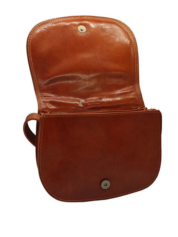 Soleil Chic  Sac besace avec rabat en cuir vintage Camel