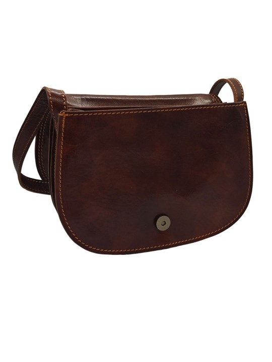 Soleil Chic  Sac besace avec rabat en cuir vintage Marron