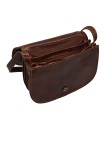 Soleil Chic  Sac besace avec rabat en cuir vintage Marron