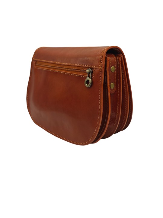 Soleil Chic  Sac besace avec rabat en cuir vintage Camel