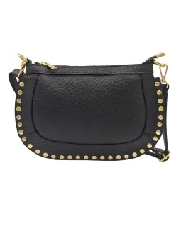 Soleil Chic Pochette bandoulière Clouté cuir Noir