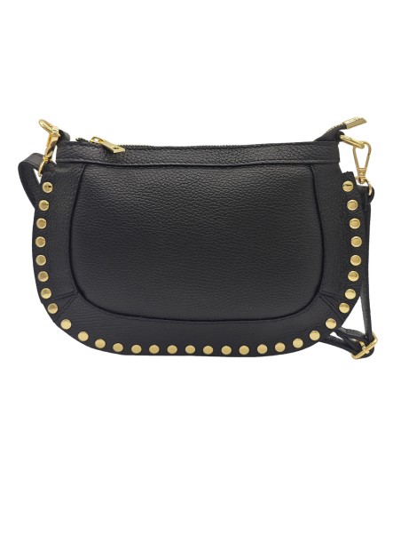 Soleil Chic Pochette bandoulière Clouté cuir Noir