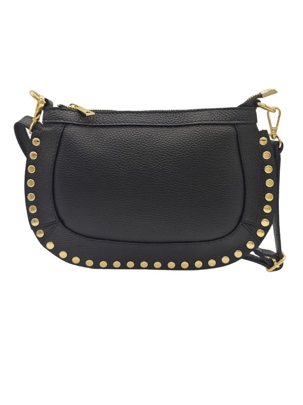 Soleil Chic Pochette bandoulière Clouté cuir Noir