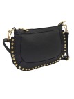 Soleil Chic Pochette bandoulière Clouté cuir Noir