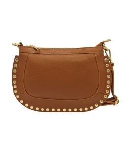 Soleil Chic Pochette bandouliere Clouté cuir Camel