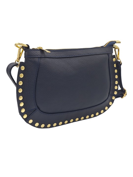 Soleil Chic Pochette bandoulière Clouté cuir Marine