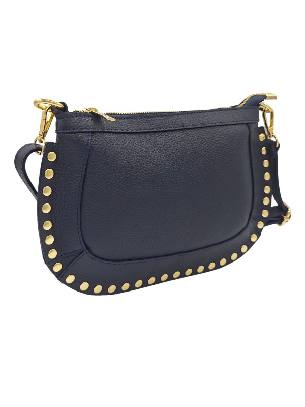 Soleil Chic Pochette bandoulière Clouté cuir Marine