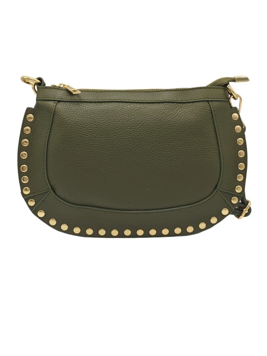 Soleil Chic Pochette bandouliere Clouté cuir Kaki