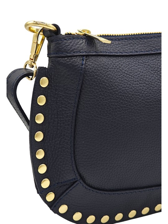 Soleil Chic Pochette bandoulière Clouté cuir Marine
