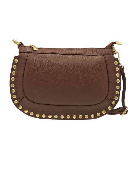 Soleil Chic Pochette bandouliere Clouté cuir Choco