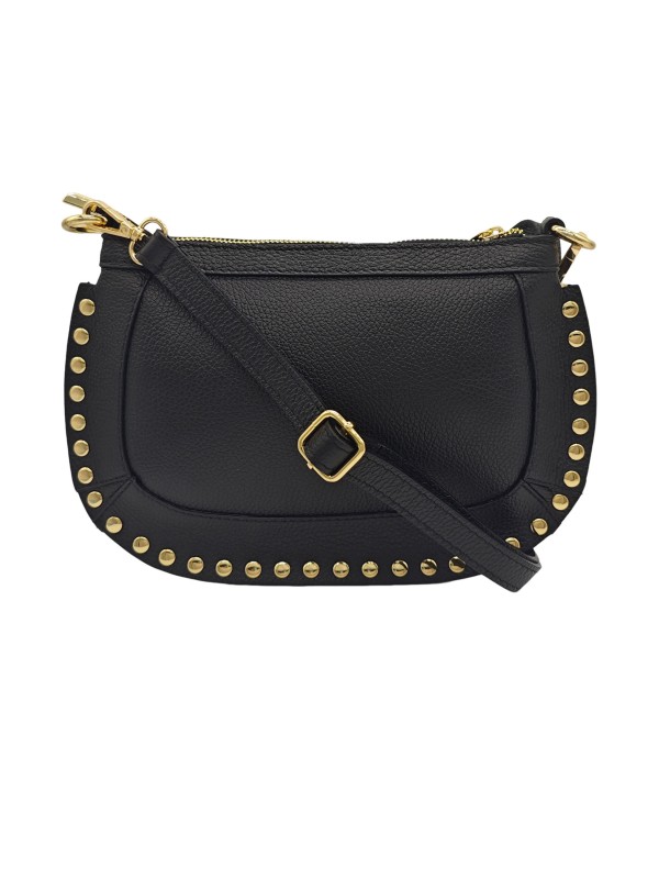 Soleil Chic Pochette bandoulière Clouté cuir Noir