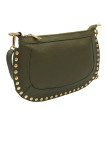 Soleil Chic Pochette bandouliere Clouté cuir Kaki