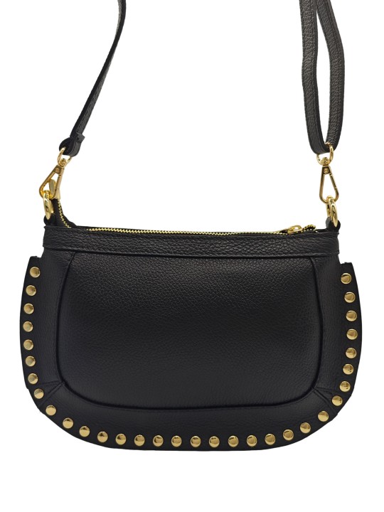Soleil Chic Pochette bandoulière Clouté cuir Noir