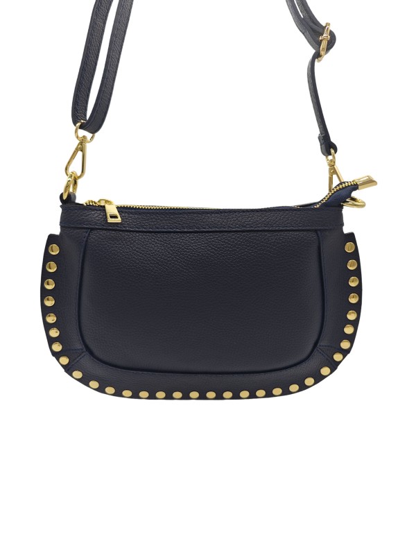 Soleil Chic Pochette bandoulière Clouté cuir Marine