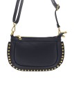 Soleil Chic Pochette bandoulière Clouté cuir Marine