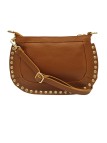 Soleil Chic Pochette bandouliere Clouté cuir Camel