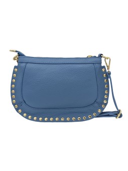 Soleil Chic Pochette bandoulière Clouté cuir Bleu Ciel
