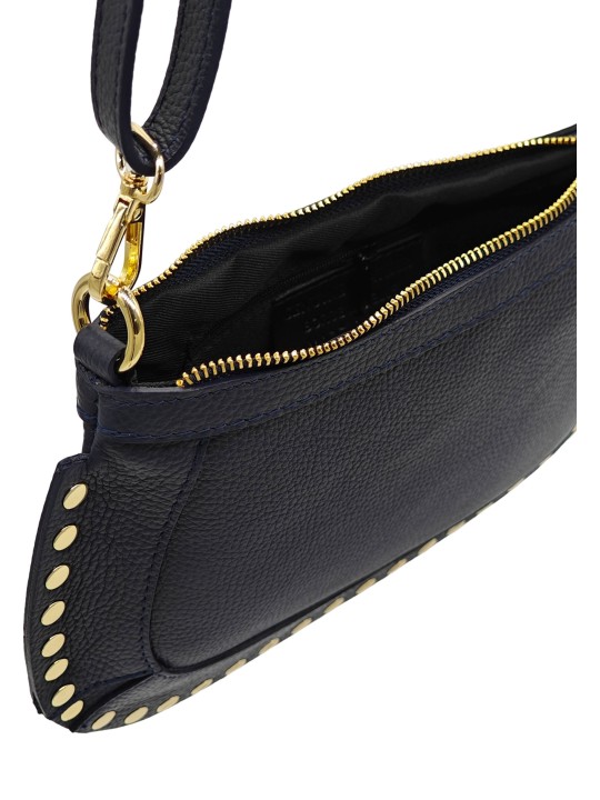 Soleil Chic Pochette bandoulière Clouté cuir Marine