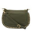 Soleil Chic Pochette bandouliere Clouté cuir Kaki