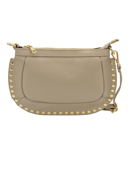 Soleil Chic Pochette bandoulière Clouté cuir Beige