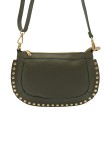 Soleil Chic Pochette bandouliere Clouté cuir Kaki