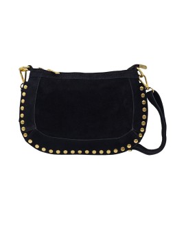 Soleil Chic Pochette bandoulière Clouté cuir Nubuck Noir