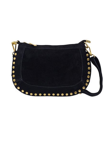 Soleil Chic Pochette bandoulière Clouté cuir Nubuck Noir