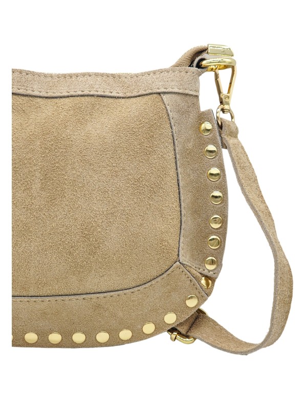 Soleil Chic Pochette bandoulière Clouté cuir Nubuck Beige