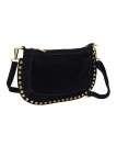 Soleil Chic Pochette bandoulière Clouté cuir Nubuck Noir