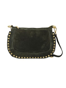 Soleil Chic Pochette bandoulière Clouté cuir Nubuck Kaki