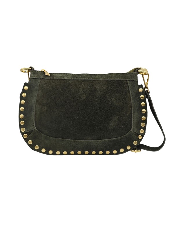 Soleil Chic Pochette bandoulière Clouté cuir Nubuck Kaki
