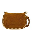 Soleil Chic Pochette bandoulière Clouté cuir Nubuck Camel