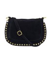 Soleil Chic Pochette bandoulière Clouté cuir Nubuck Noir