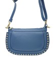 Soleil Chic Pochette bandoulière Clouté cuir Bleu Ciel